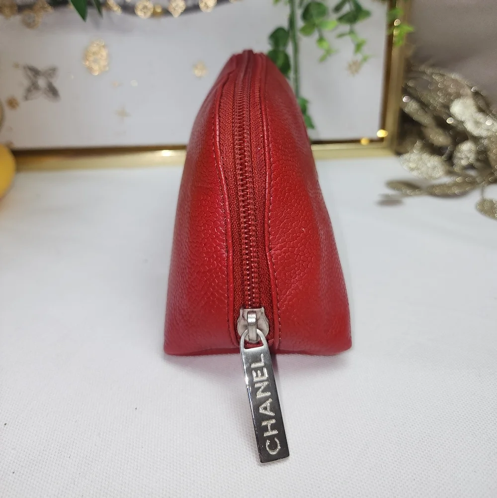 Authentic Chanel Timeless CC Caviar Leather Pouch